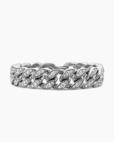 Curb Chain Bracelet in Sterling Silver with Diamonds, 14.5mm